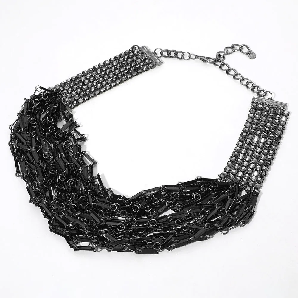 iLLASPARKZ Crystal Stone Chain Layered Bib Necklace