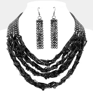 iLLASPARKZ Crystal Stone Chain Layered Bib Necklace