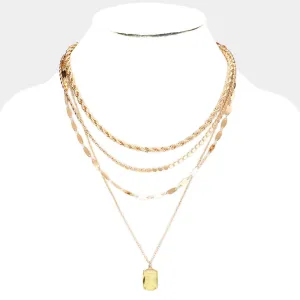 iLLASPARKZ Cushion Cut Pendant Multi Layered Necklace