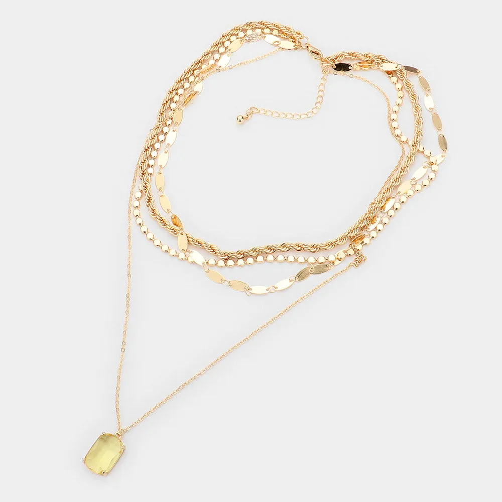 iLLASPARKZ Cushion Cut Pendant Multi Layered Necklace