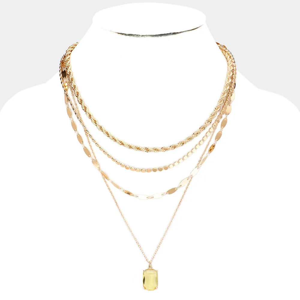 iLLASPARKZ Cushion Cut Pendant Multi Layered Necklace