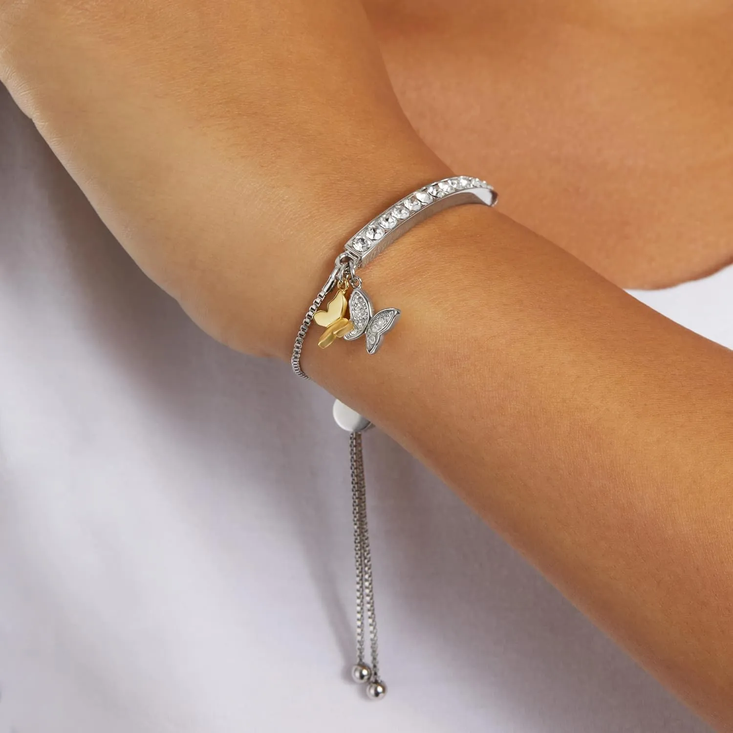 INSPIRED VOICES Sterling Silver Plated Charm Bracelets for Women - Easy Adjustable Bracelets