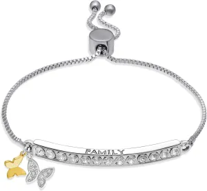 INSPIRED VOICES Sterling Silver Plated Charm Bracelets for Women - Easy Adjustable Bracelets