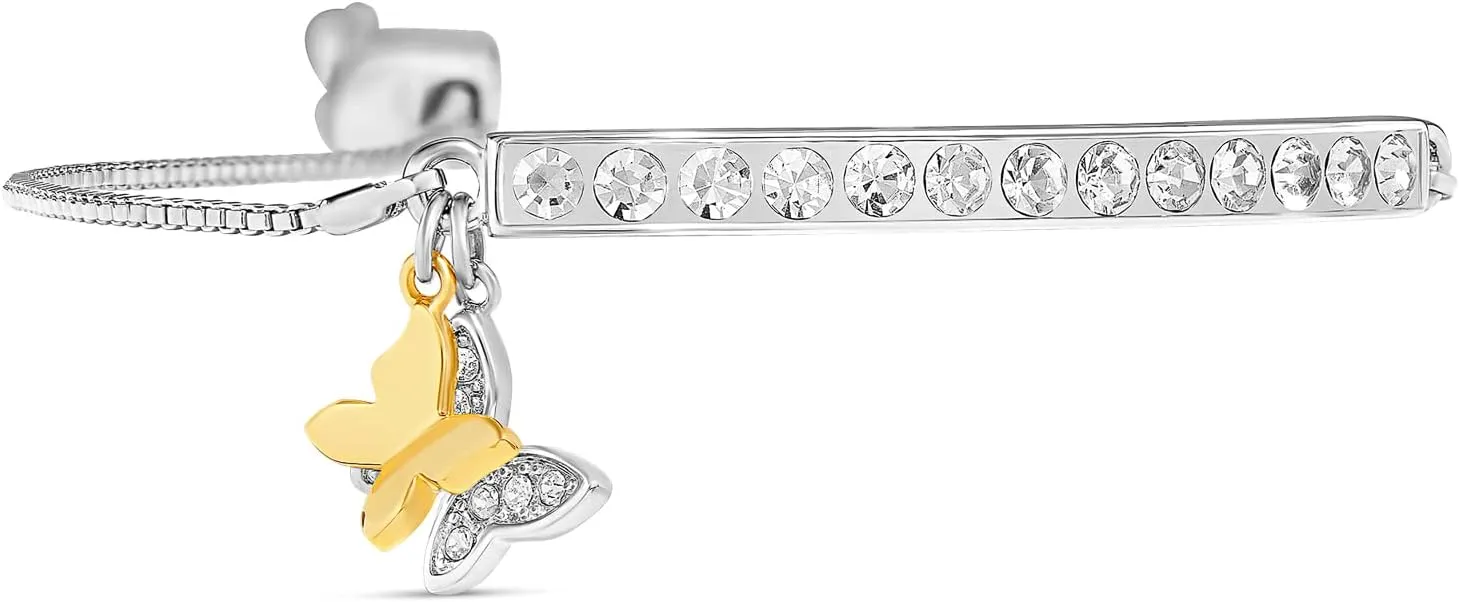 INSPIRED VOICES Sterling Silver Plated Charm Bracelets for Women - Easy Adjustable Bracelets