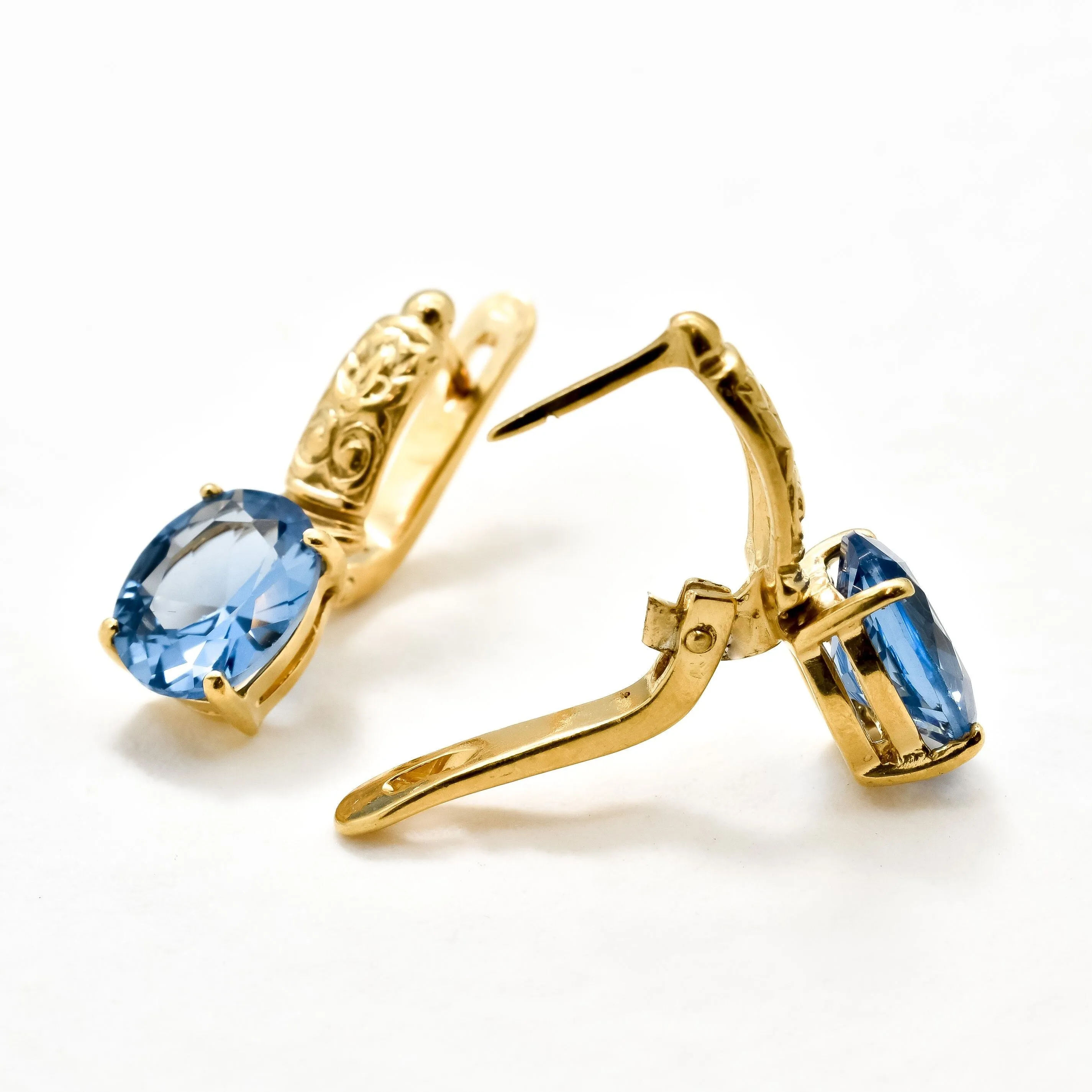 Long Aquamarine Earrings - Blue Tribal Earrings, Gold Aquamarine Earrings