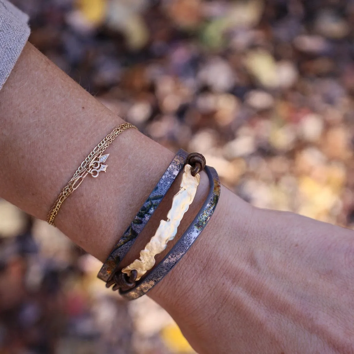 Matte Gold Metallic Brown Bracelet