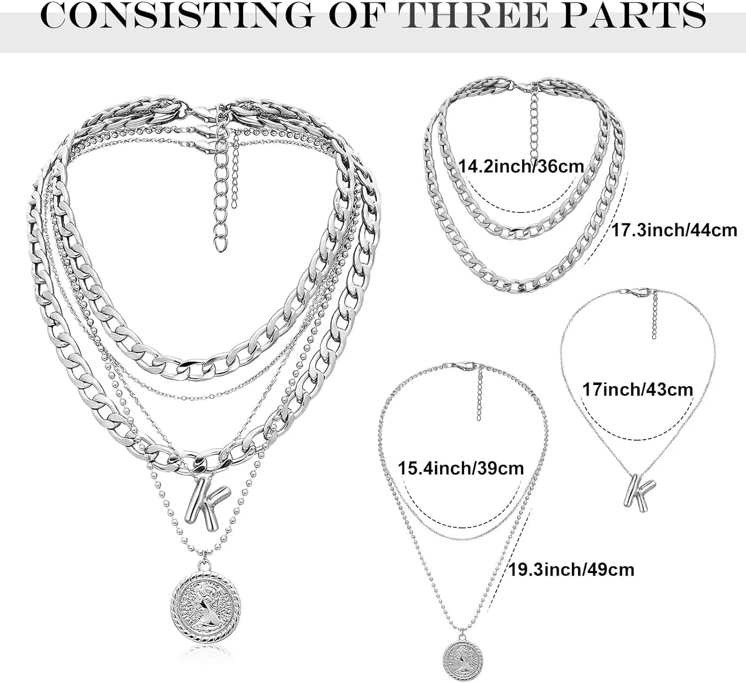 MJartoria Gold Layered Necklaces for Women Trendy Balloon Initial Pendant Necklace Dainty Chunky Chain Choker Necklaces Jewelry Birthday Gifts