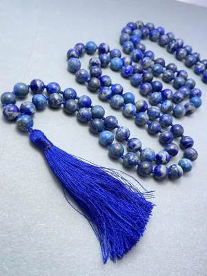 Natural Lapis Lazuli 8mm 108 Mala Beads, Spiritual, Meditation Beads, Reiki, Japa Mala, Buddhist Prayer Beads, Yoga Bracelet, healing beads LKMALA-RRGU-3589