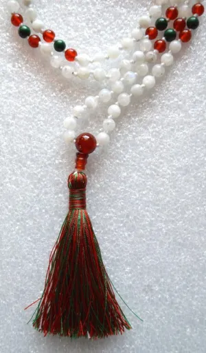 Natural Rainbow Moonstone Malachite Carnelian 6mm 108 Mala Beads, Spiritual, Meditation Beads, Reiki, Japa Mala, Buddhist Prayer Beads, Yoga Bracelet, healing beads LKMALA-RRGU-1631