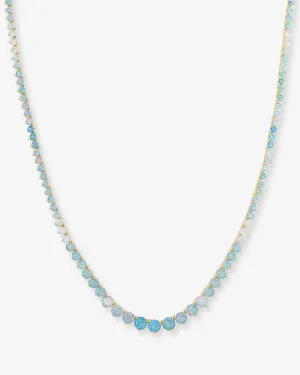 Not Your Basic Graduated Ombré Tennis Necklace 16" - Gold|Blue Opal Ombré
