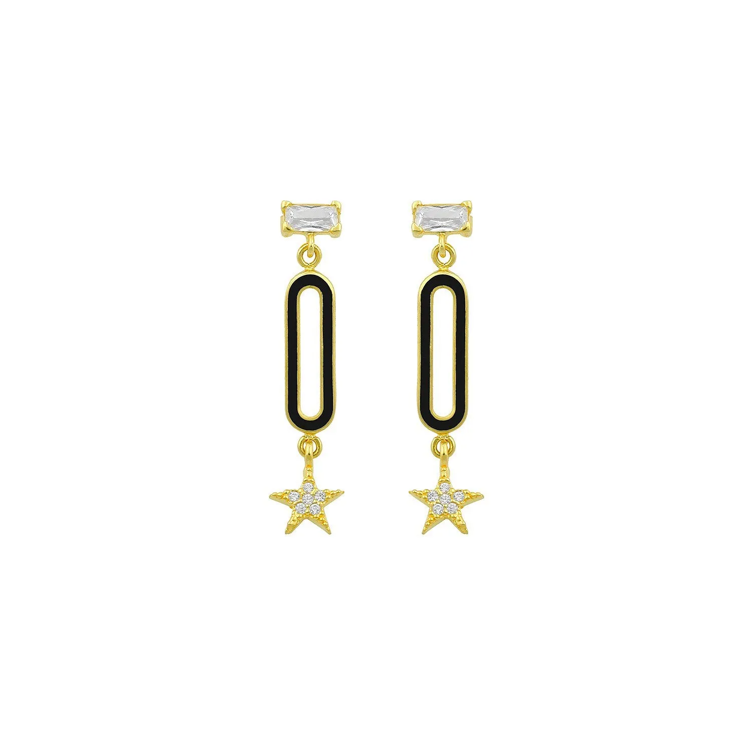 Onyx Inspired Oval and Crystal Star Studs