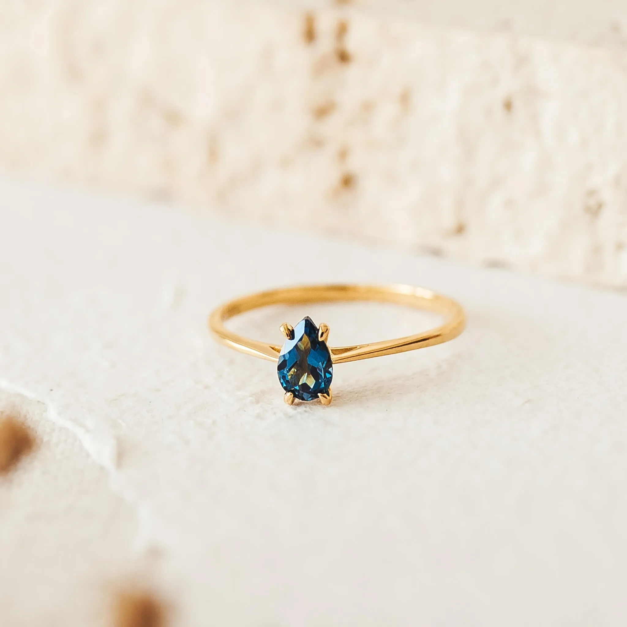 Pear Shaped Ring London Blue Topaz - Martine