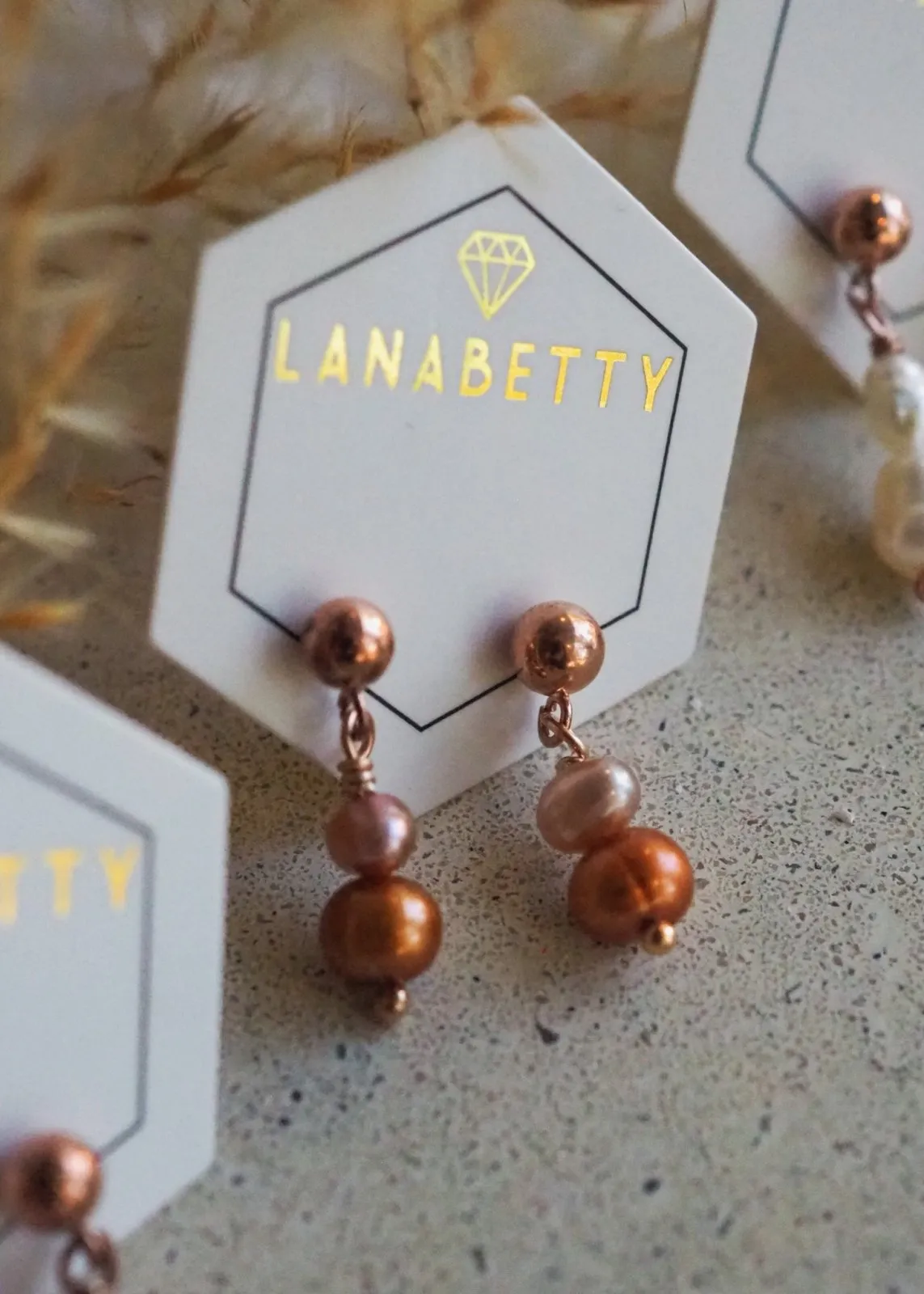 Pearl Stud Earrings - Rose