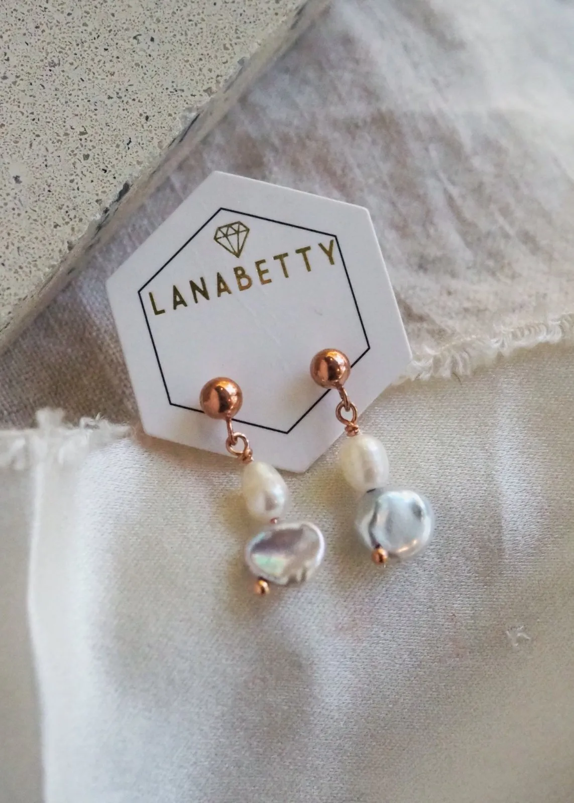 Pearl Stud Earrings - Rose