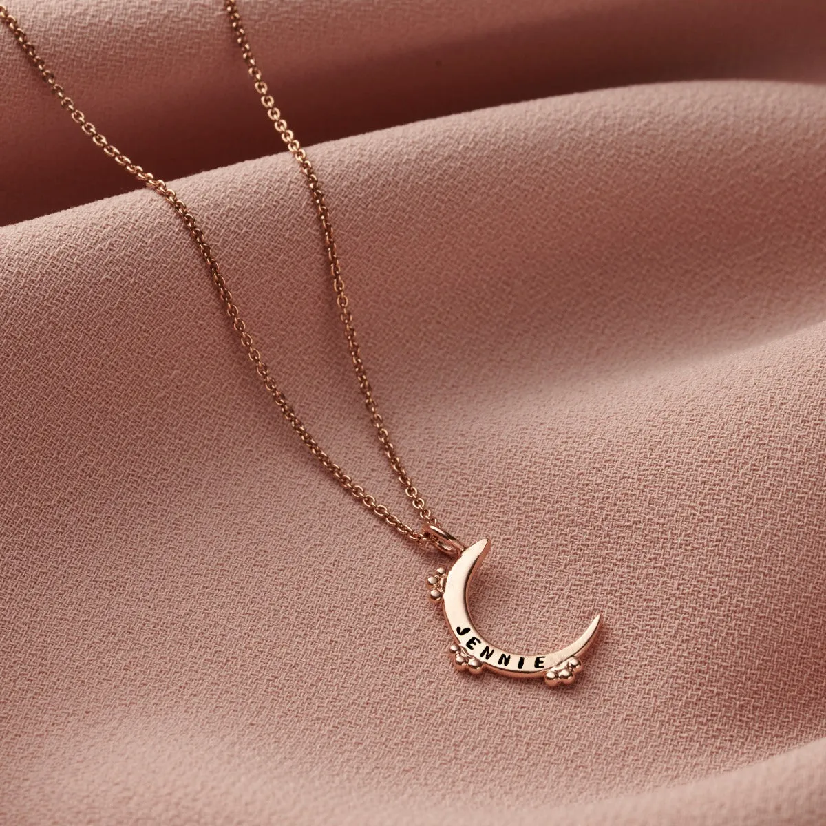 Personalised Crown Crescent Moon Necklace