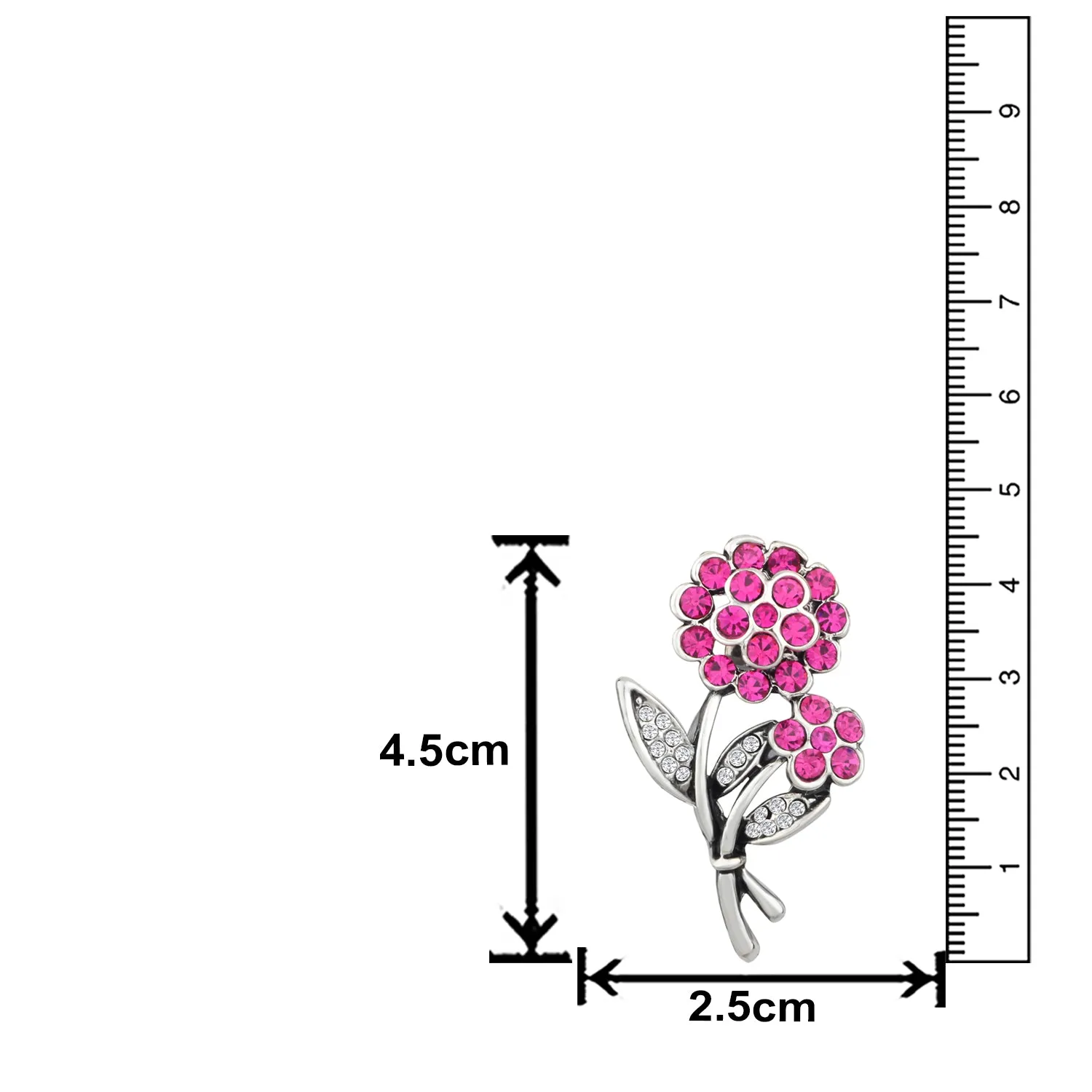 Pink and White Crystals Flowers Brooch Lapel Pin
