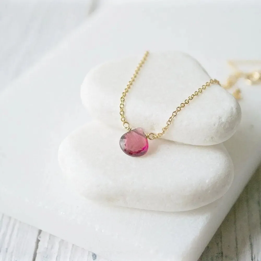 Pink Tourmaline & Gold Fill Necklaces