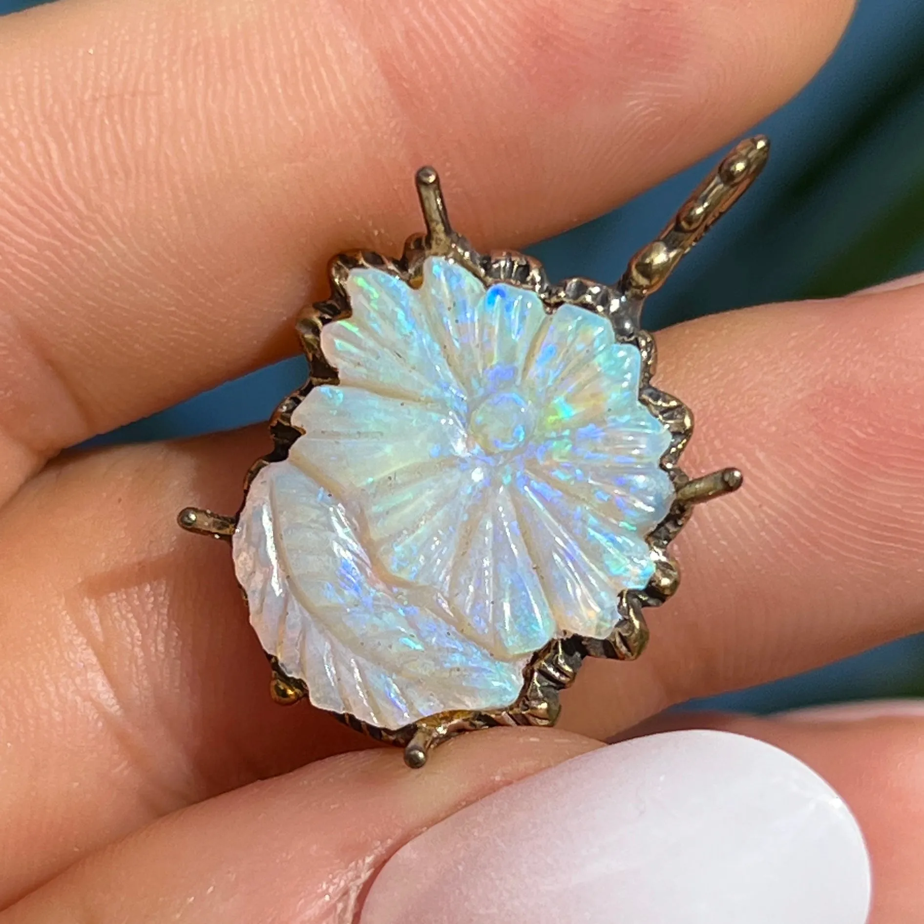PRE-ORDER FOR JESS- Carved Opal Bronze Pendant
