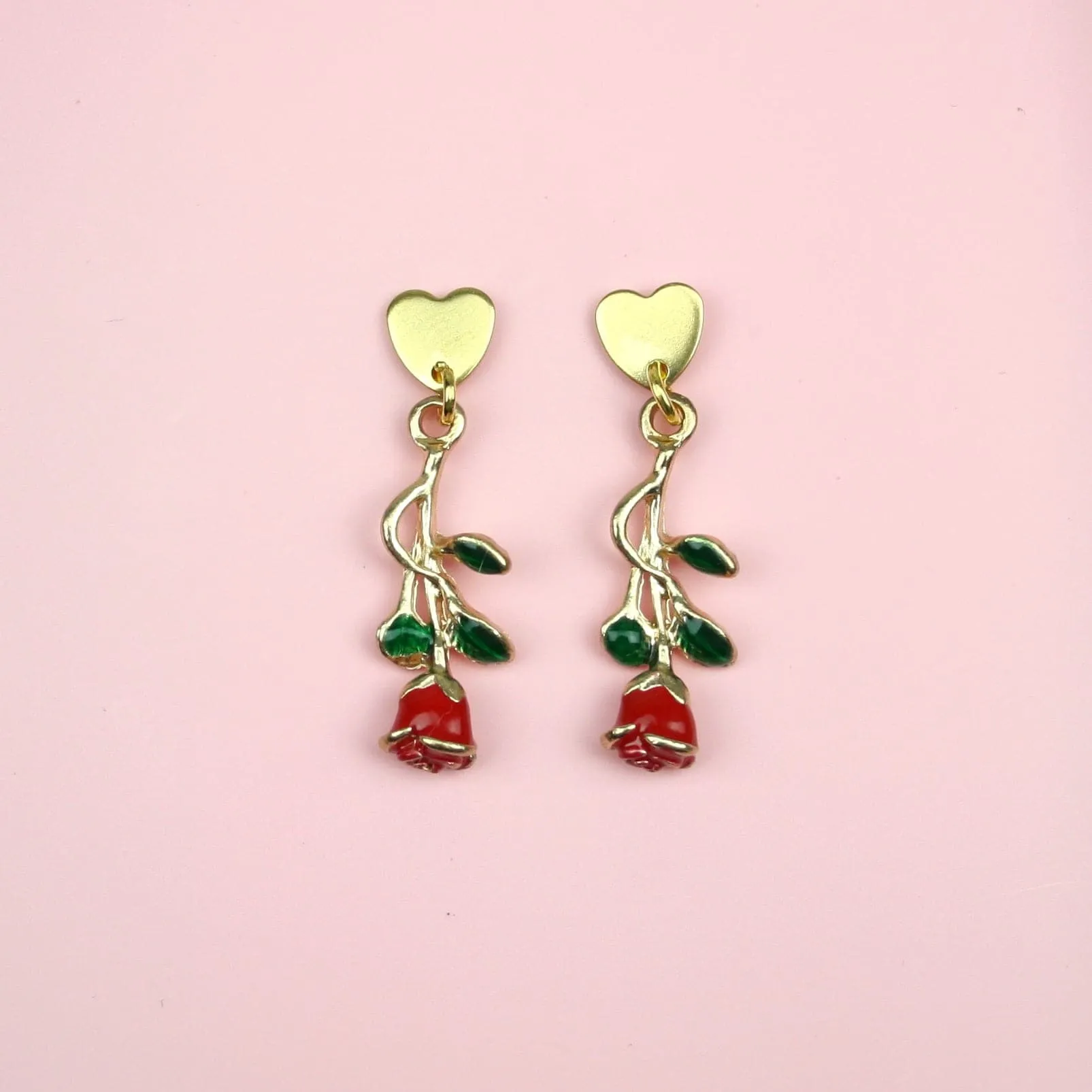 Red Enchanted Rose Earrings