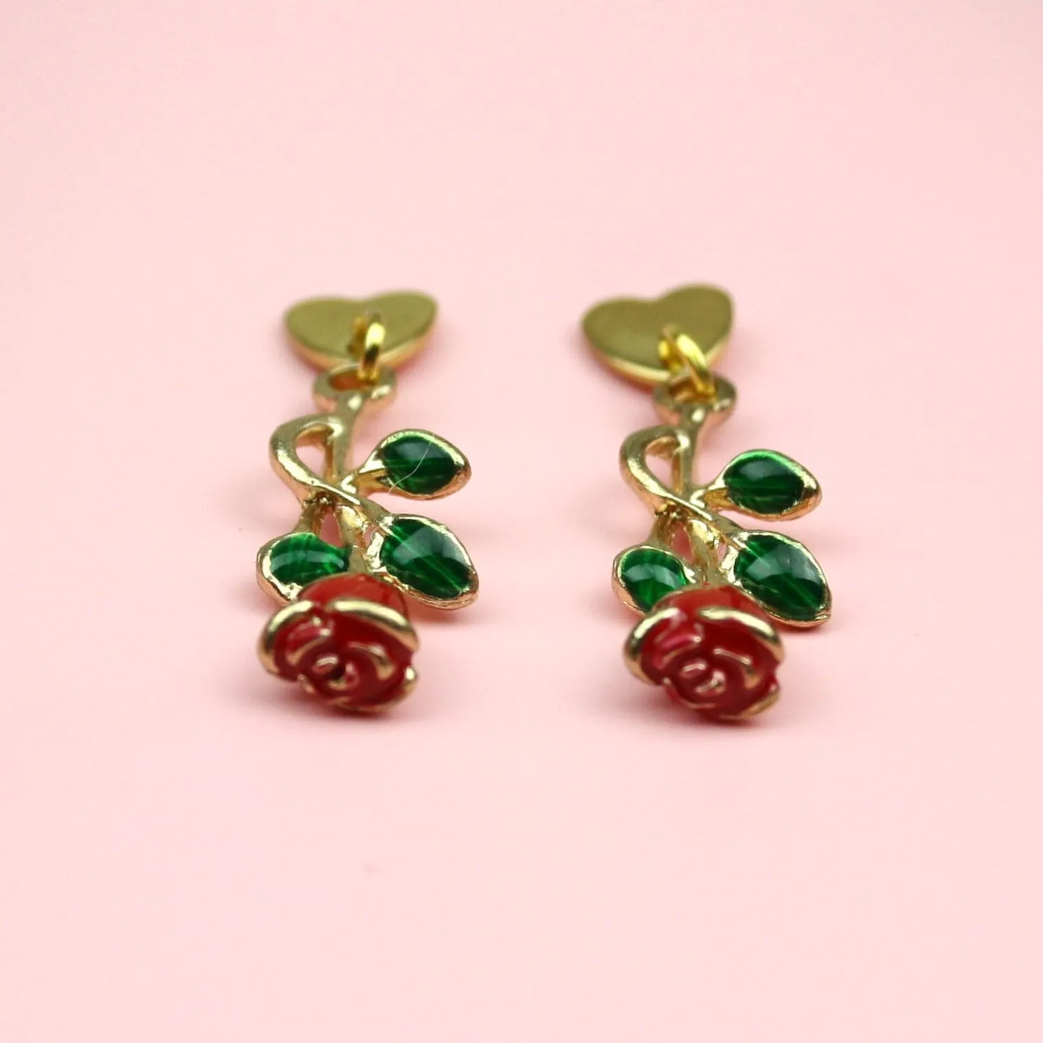 Red Enchanted Rose Earrings