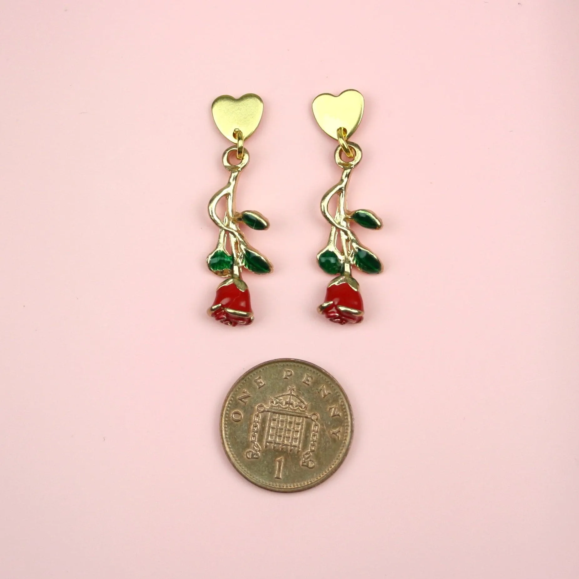Red Enchanted Rose Earrings