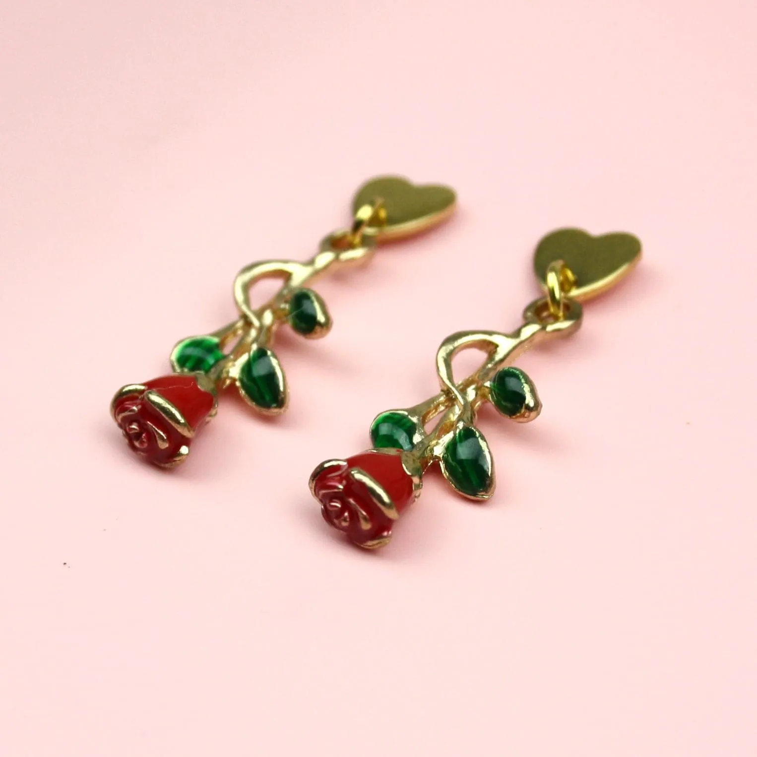 Red Enchanted Rose Earrings