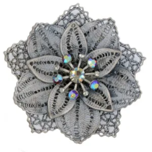 Rhinestone Brooch - Steampunk Floral