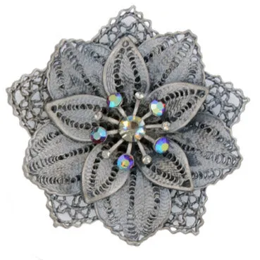 Rhinestone Brooch - Steampunk Floral