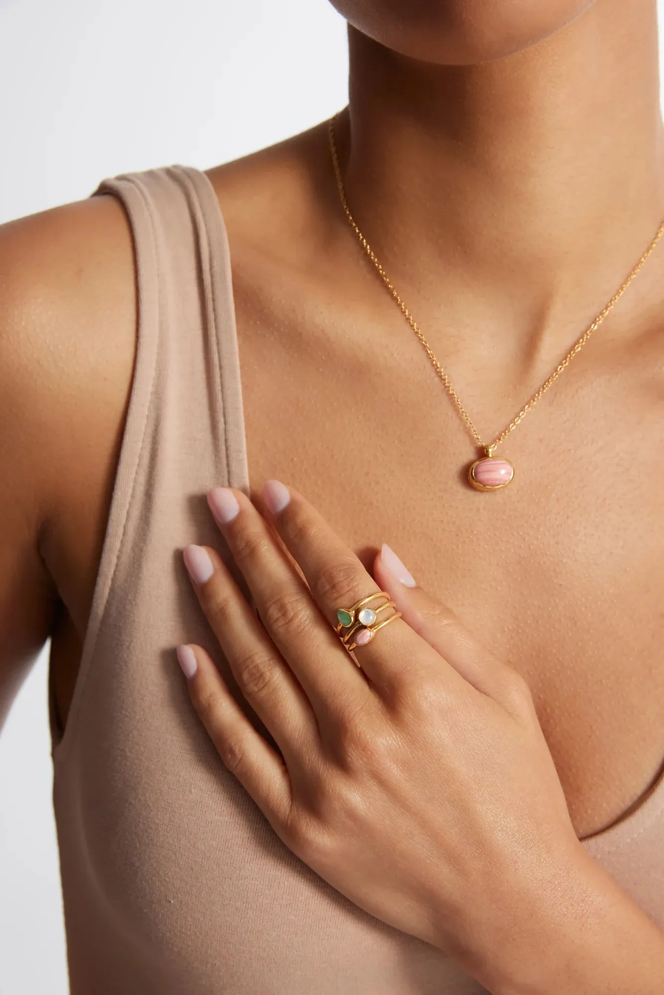 Small Pink Opal Pendant Necklace