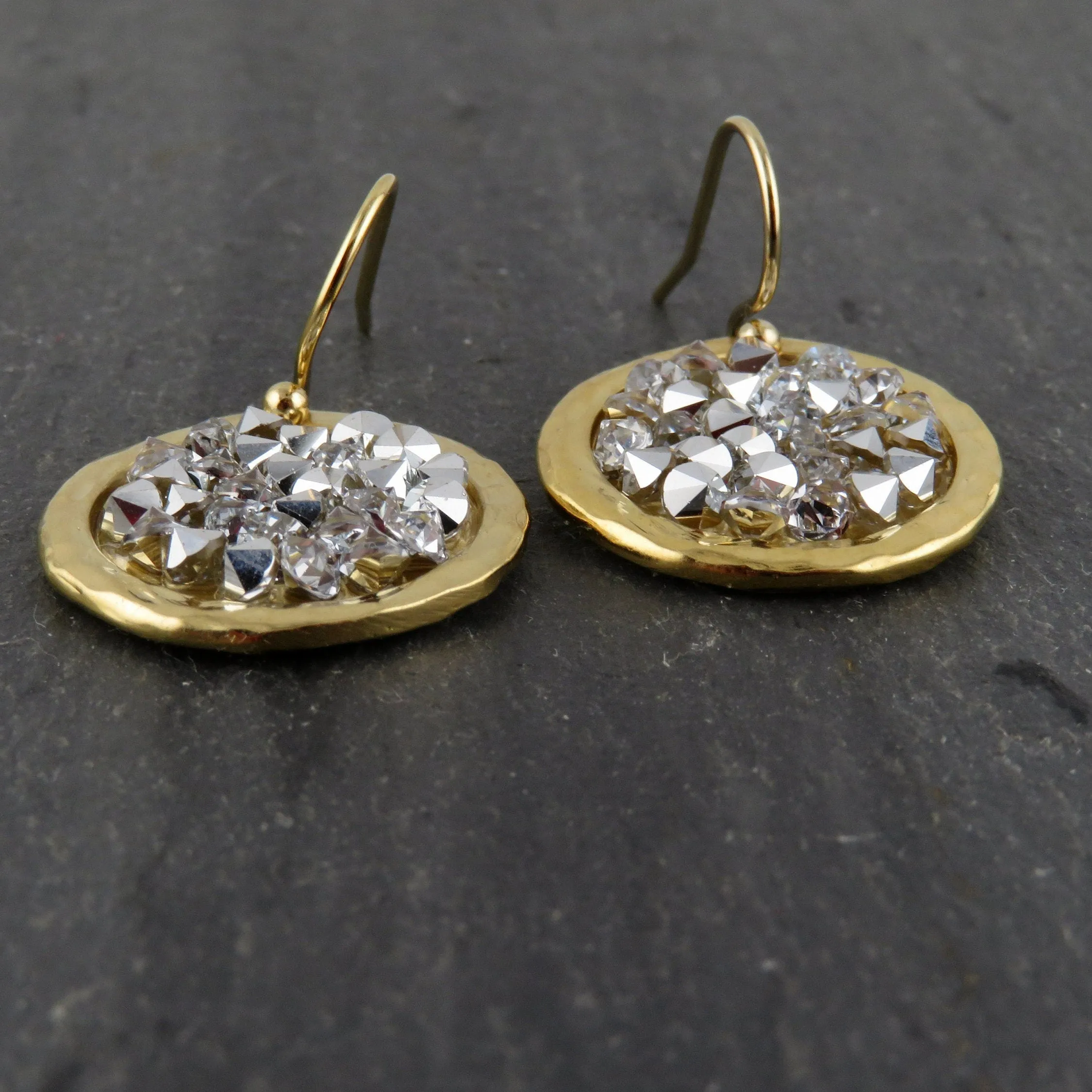 Sparkly Bright Crystal Disc Earrings