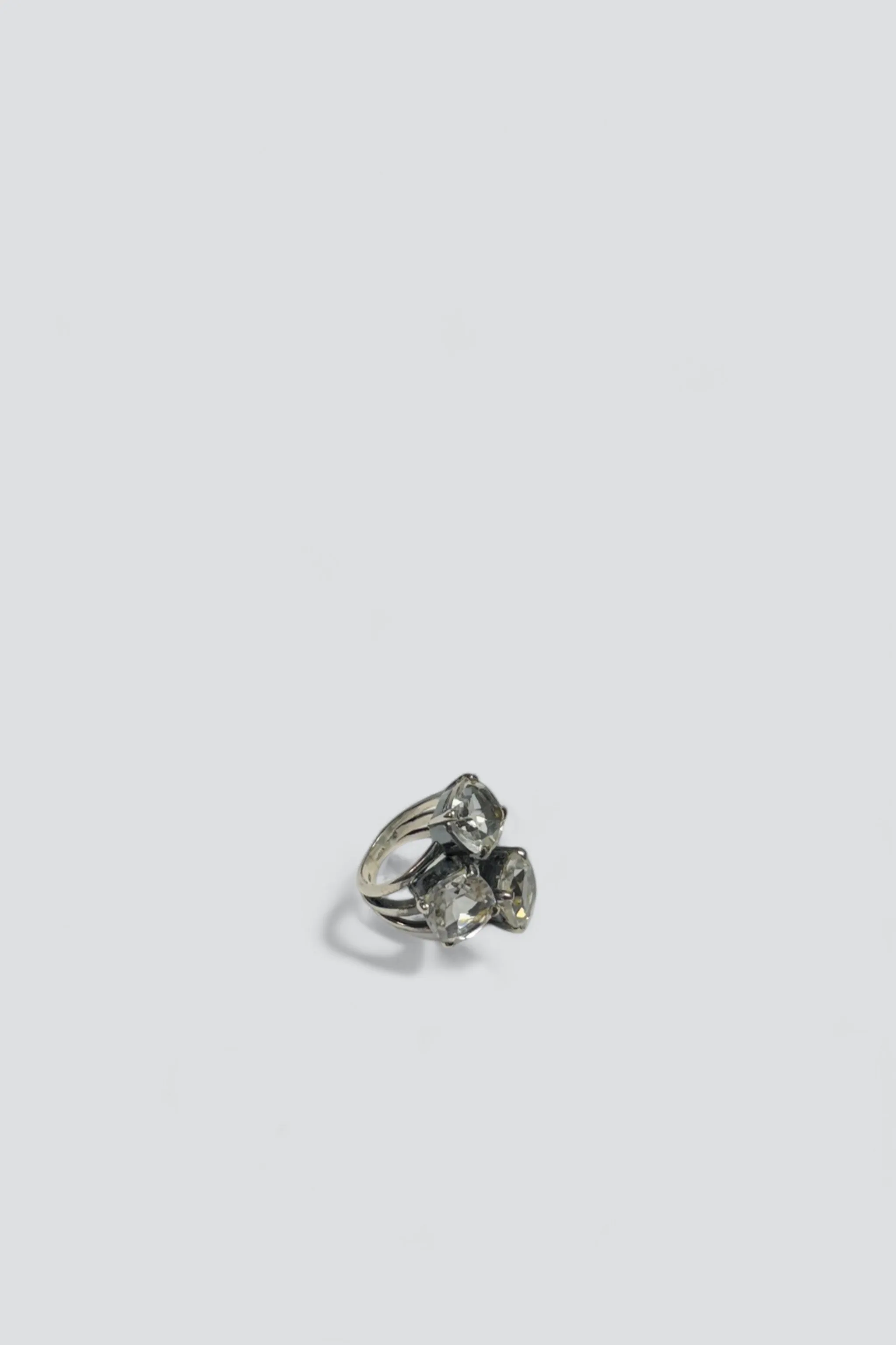 Sterling Silver Three White Topaz Ring