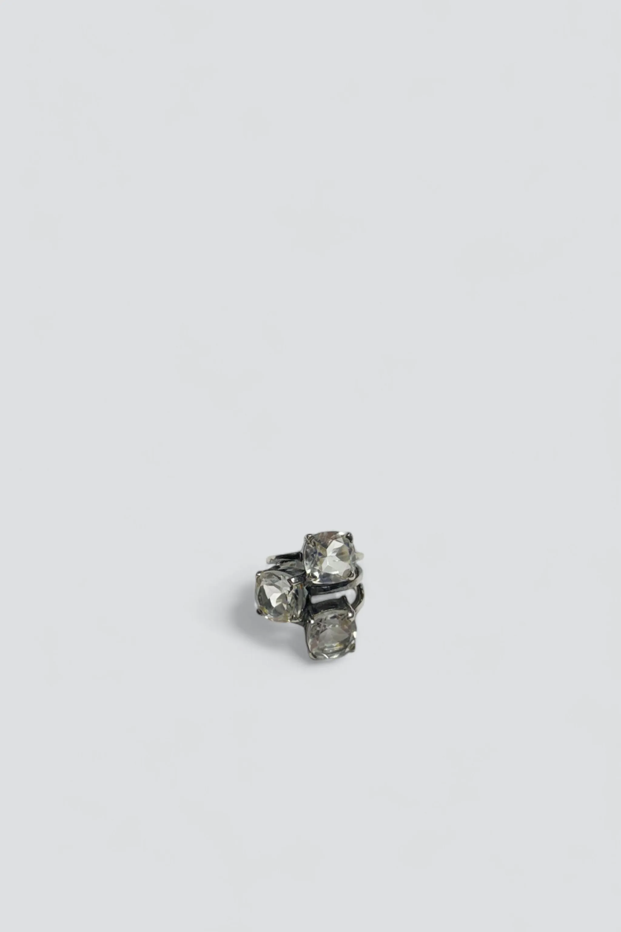Sterling Silver Three White Topaz Ring