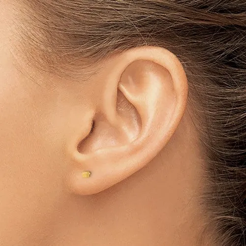 Tiny Gold Cube Post Earrings 2mm
