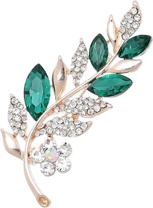 Vintage Pearl Leaves Brooches Green Enamel Paint Plant Flowers Statement Brooch Pins Fashion Jewelry Accessories for Women Girl Gift