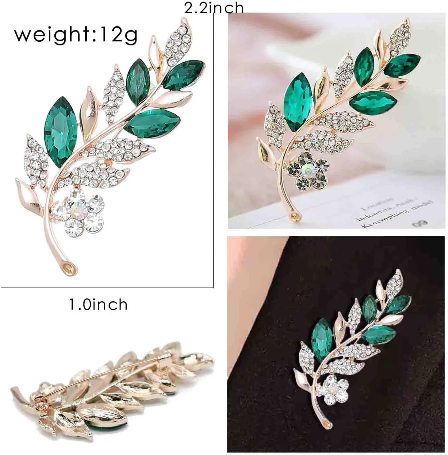 Vintage Pearl Leaves Brooches Green Enamel Paint Plant Flowers Statement Brooch Pins Fashion Jewelry Accessories for Women Girl Gift
