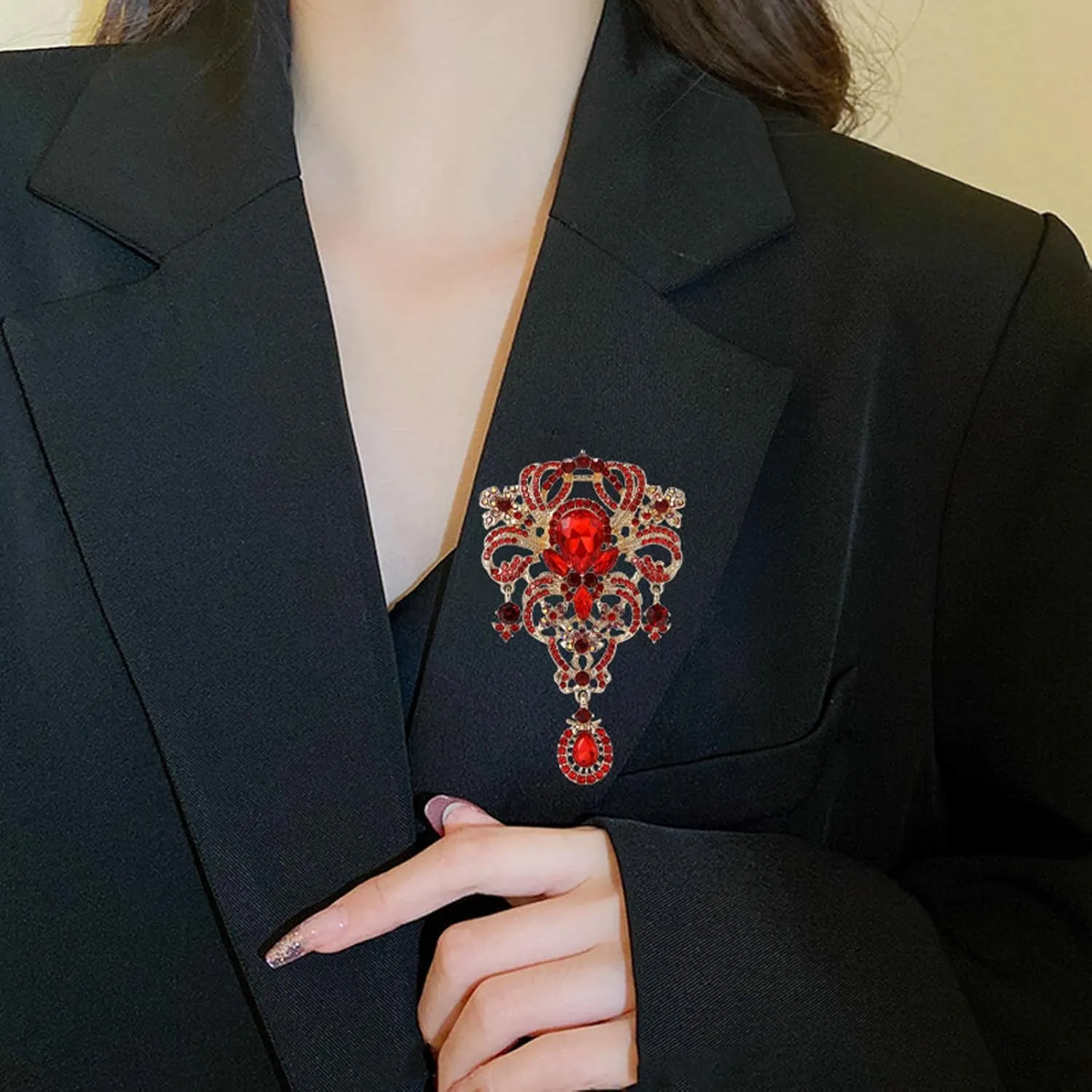 YOQUCOL Retro Austrian Crystal Big Brooch Pin for Women Large Flower Shape Brooches Lapel Pins for Sweater,Coat Dress Accessories