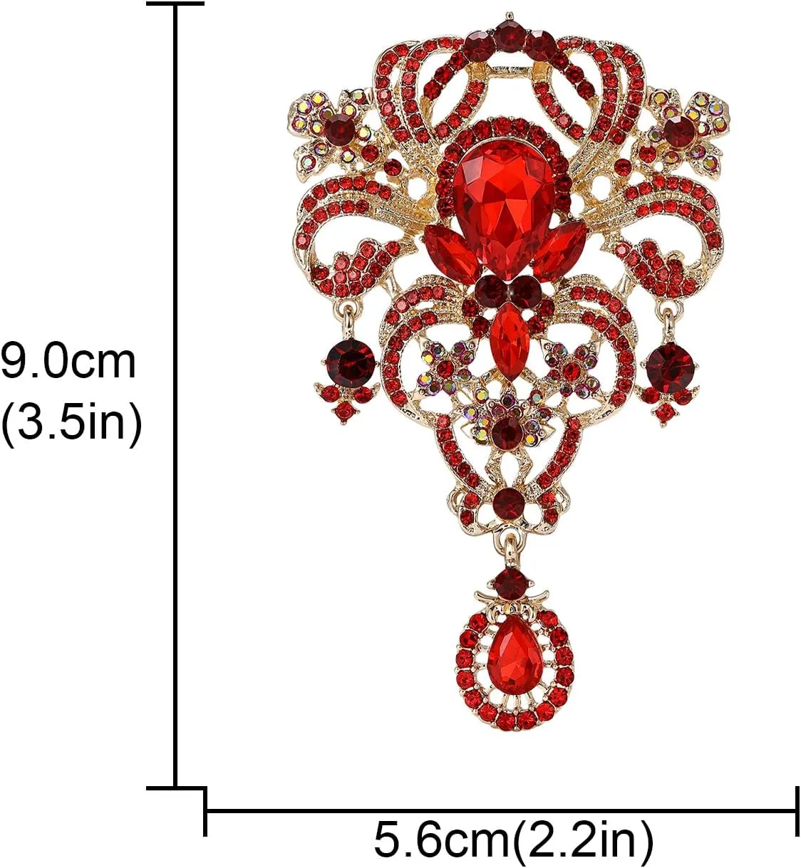 YOQUCOL Retro Austrian Crystal Big Brooch Pin for Women Large Flower Shape Brooches Lapel Pins for Sweater,Coat Dress Accessories