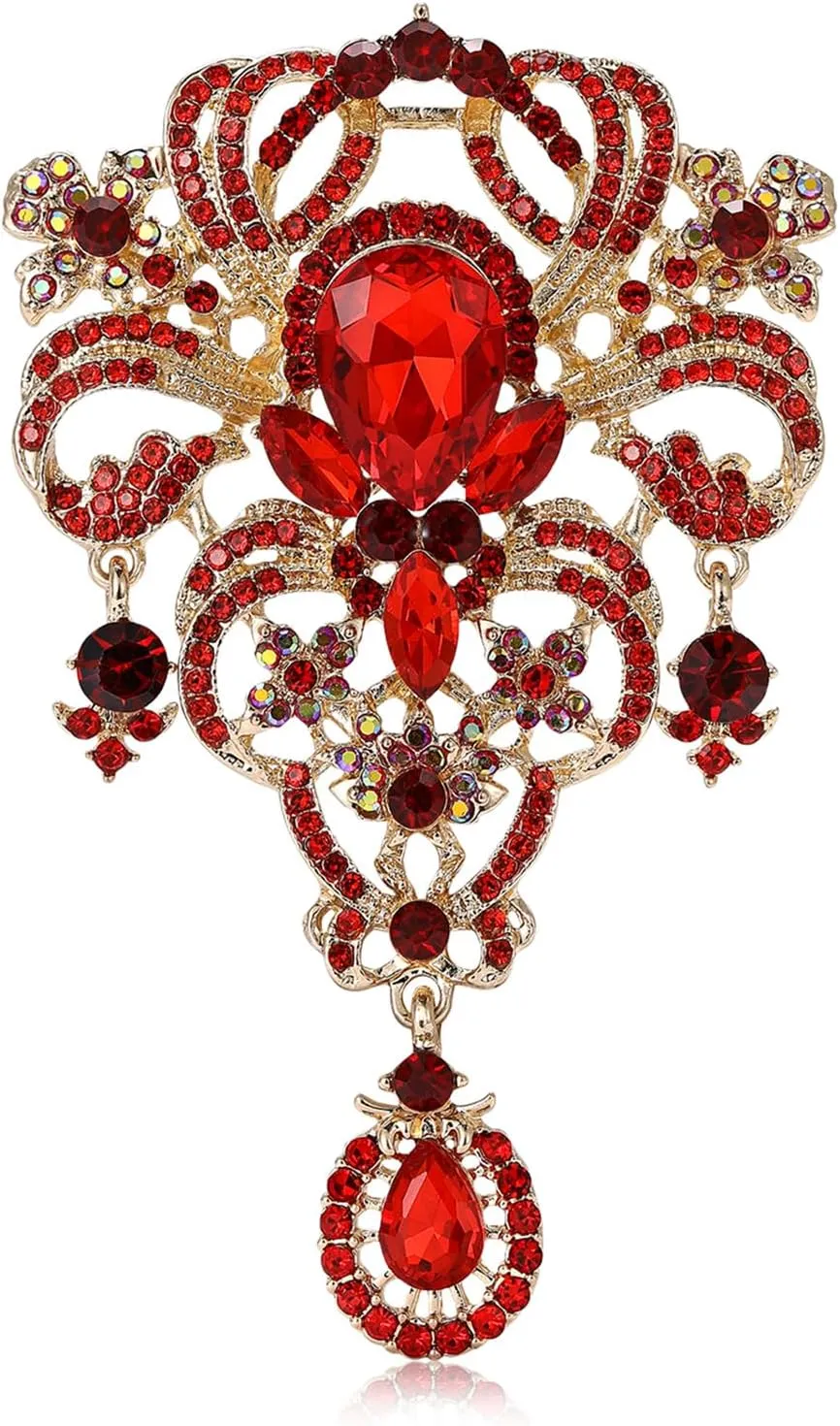YOQUCOL Retro Austrian Crystal Big Brooch Pin for Women Large Flower Shape Brooches Lapel Pins for Sweater,Coat Dress Accessories