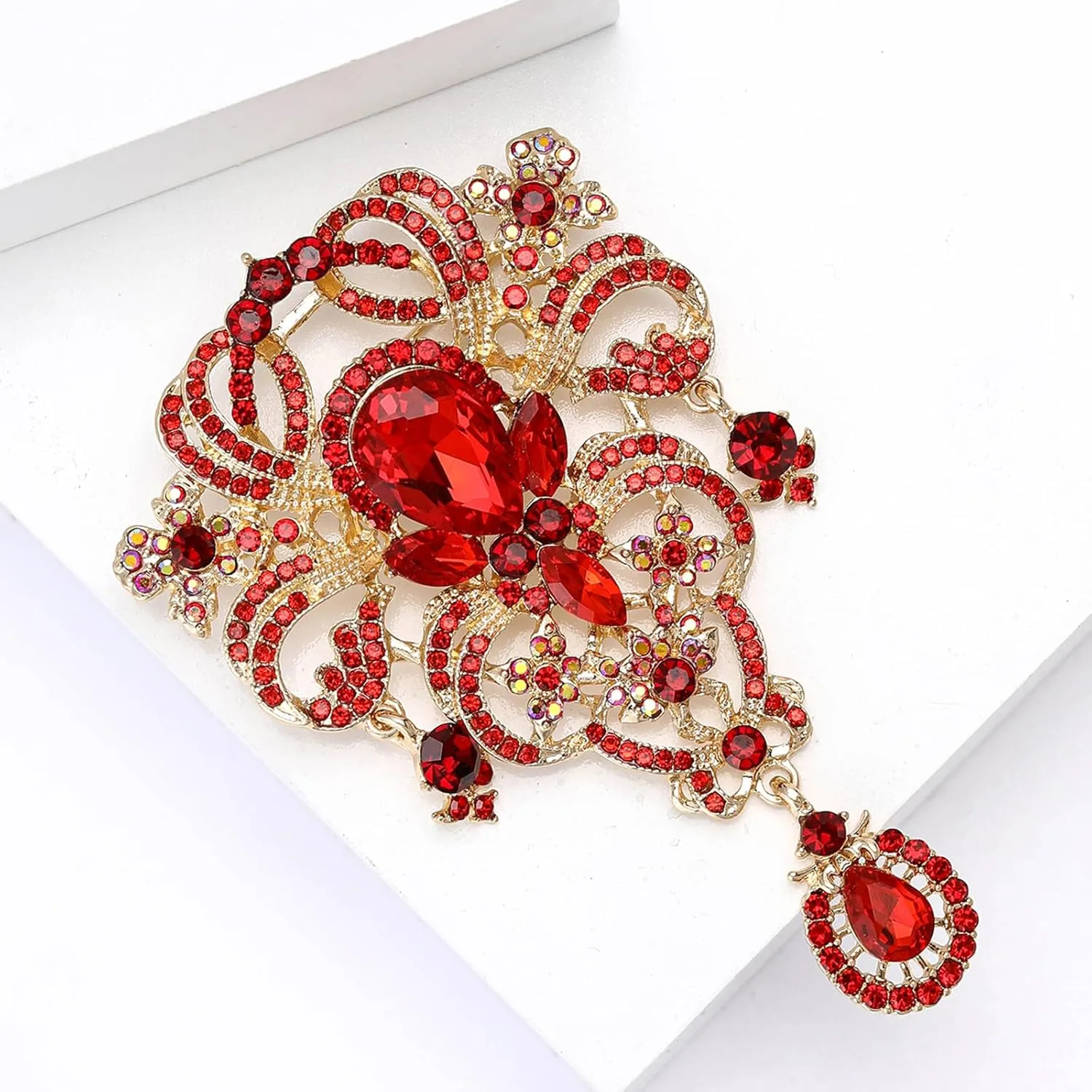 YOQUCOL Retro Austrian Crystal Big Brooch Pin for Women Large Flower Shape Brooches Lapel Pins for Sweater,Coat Dress Accessories
